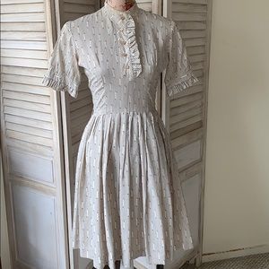 Vintage 50s Fit & Flare Pinstripes Dress Sm